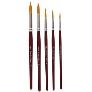 Major Brushes Sable Sintetico Rotondo Pennello Set Di 5 Formati Assortiti - Picture 1 of 2