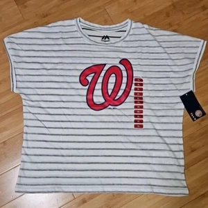 Washington NationalsT-shirt Women's XLg MAJESTIC White Grey MLB Tee - Picture 1 of 11