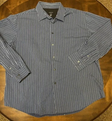 Camisa de Vestir Van Heusen Para Hombre XL Azul Marino Rayas Clásica Informal Moderna Negocios Foto 1 de 4