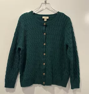 Appleseeds Maglione Cardigan Donna Lana Verde Maglia Cavo Taglia 2X (B) - Foto 1 di 5