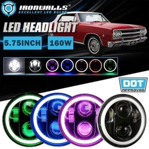 4X 5.75" LED Headlight Hi/Lo RGB Angel Eyes Ring for 1964-70 Chevrolet Chevelle - Picture 1 of 12