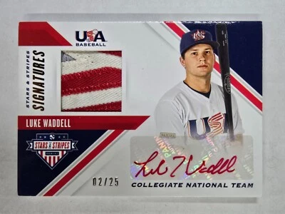 LUKE WADDELL 2020 Panini Stars & Stripes #/25 PATCH AUTO Braves - Image 1 of 2