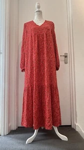 Red/black boho printed long dress - Picture 1 of 7