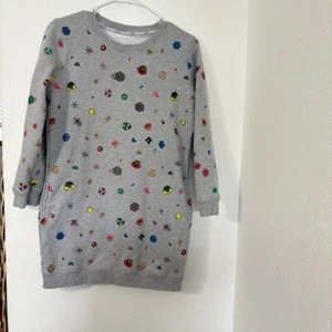 Kenzo Tanami Long Sleeve Flower Dress Grey Embroidered Size Medium Tunic - Picture 1 of 6