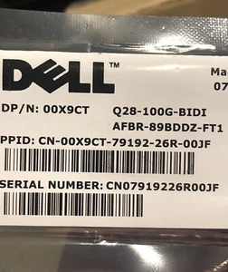 Dell 00X9CT AFBR-89BDDZ-FT1 Q28-100G-BIDI 100GB TRANSCEIVER 0X9CT New Sealed - Picture 1 of 2