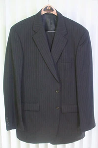 CHAPS Charcoal PINSTRIPED 2 Piece Men's Single Breasted Suit 44L Jacket 40R W - Picture 1 of 8