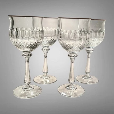 Set Of 4 Mikasa Gold Crown Water Glasses Goblets Germany Crystal Discontinued 8” - Image 1 of 4