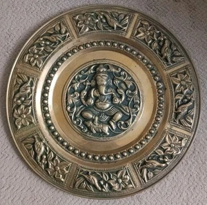 Placa de pared vintage de latón y cobre asiática india decorativa 7,75"/553 - Imagen 1 de 5