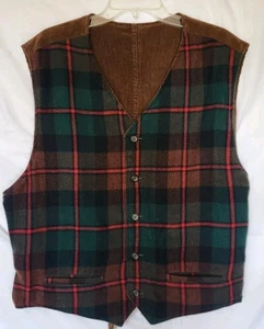 GAP Reversible Vest Tartan Plaid Wool & Brown Corduroy Mens Size XL - Picture 1 of 11