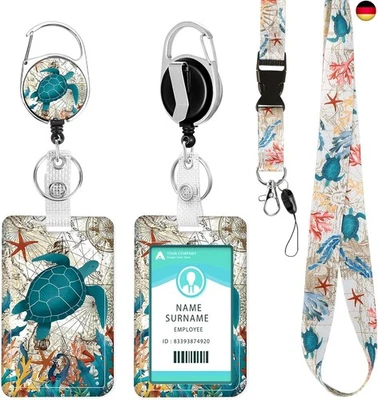 DUOUPA Ausweishülle mit Band, Ausziehbarer Schlüsselanhänger Badge Holder, Sc