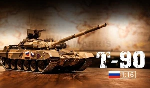 HENG LONG 3938-1UPG 1/16 RC Russian T-90 Main Battle Tank, metal arm, stell wave - Foto 1 di 15