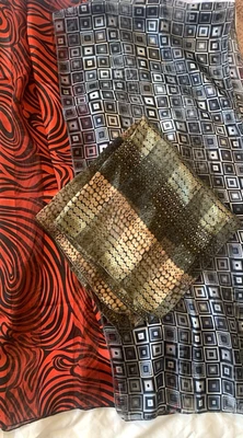 Lote De Bufanda De Colección-3 Negro Rojo, Gris Blanco, Verde Poliéster Rectángulo 13" x 60" Corea Foto 1 de 4