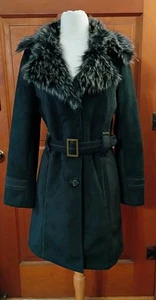 Tasha Polizzi Kunstfellmantel Damen Gr. M schwarz Wildlederimitat lang Penny Lane Jacke - Bild 1 von 12