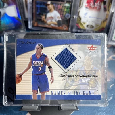 2001-02 Fleer nombres genuinos del juego #5 Allen Iverson camiseta usada en el juego Foto 1 de 4