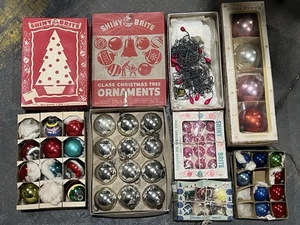 Lotto Ornamenti Natalizi Vintage Brite Lucido Max Eckardt Vetro Americano Giappone 1950 - Foto 1 di 14
