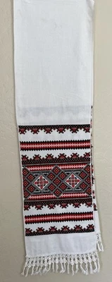 Vintage 60s Traditional Ukrainian Wedding Rushnyk Towel Chernihiv Region 11 X 88 - Image 1 of 4