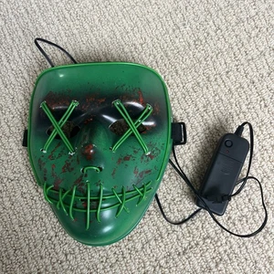 Purge Halloween LED Glow Full Face Mask Model Wire Light Up Movie Costume Party - Picture 1 of 3