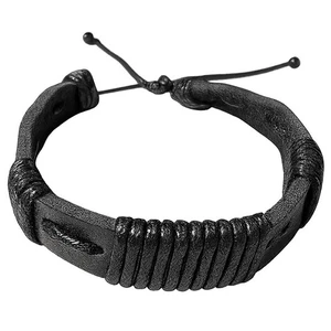 Bracciale Unisex Stile Etnico in Eco-Pelle Tinta Unita - Picture 1 of 1
