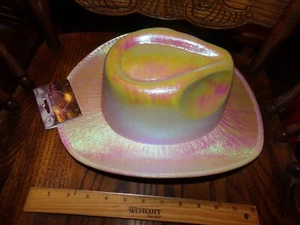 WHITE ADULT SMALL COWBOY HAT Opalescent - Picture 1 of 3