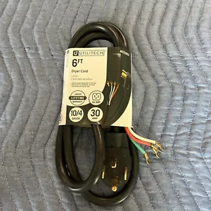 Utilitech Dryer Cord 6ft 4 prong 0333552 30Amp 10/4 gauge - Picture 1 of 2