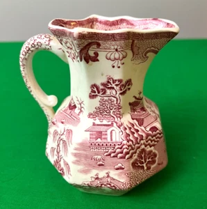Antique MASONS Ironstone WILLOW Pattern Red Transferware Jug Pitcher ENGLAND - Picture 1 of 6