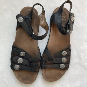 Dansko Jess Womens Black Leather Ankle Strap Casual Sandal Size 38- 7.5/8 - Picture 1 of 9