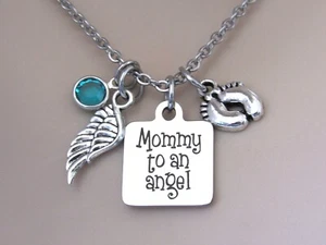 Mommy to an Angel Necklace, Memorial Jewelry, Loss of Child Miscarriage Sympathy - Picture 1 of 6