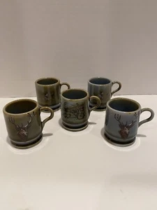 Wade Irish Porcelain Blue,Green,Brown Stag,Duck,Horse Glaze Mug Shot (5) Glass - Picture 1 of 10