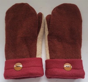 NEW Handmade Upcycled Womens M/L? Wool Mittens Fleece Lined from Old Sweaters #4 - Picture 1 of 7