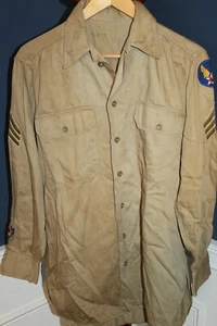 Original WW2 U.S. Army Air Forces Sgt's AAF Patched Khaki Cotton Uniform Shirt - Picture 1 of 12