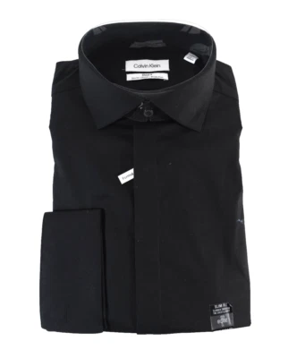 Camisa de vestir Calvin Klein Steel+ para hombre L 16 34/35 negra calce ajustado elástica formal Foto 1 de 4