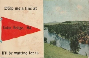 Union Bridge MD Romantic Theme Pennant Design 1913 - Picture 1 of 2