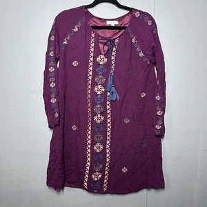 Vestido túnica boho THML Anthropologie talla pequeña bordado borla azteca sin cordones - Imagen 1 de 9