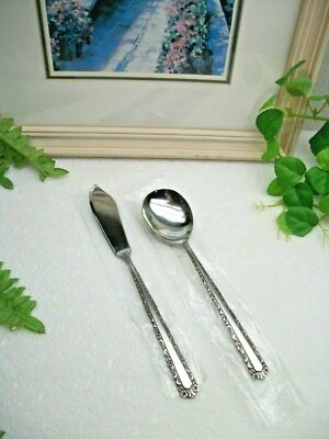 Cuchillo de mantequilla maestro de acero inoxidable MICHELE NUEVO DE STOCK National Silver y cuchara de azúcar NUEVO  Foto 1 de 4
