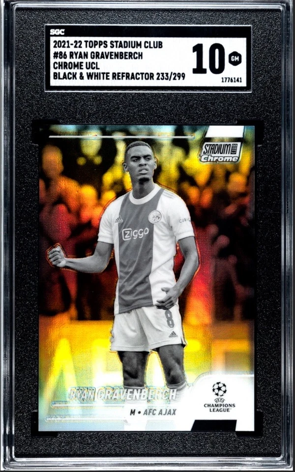 Ryan Gravenberch 2021-22 Topps Stadium Chrome UCL Black & White Refrac 233/299  - Image 1 of 2