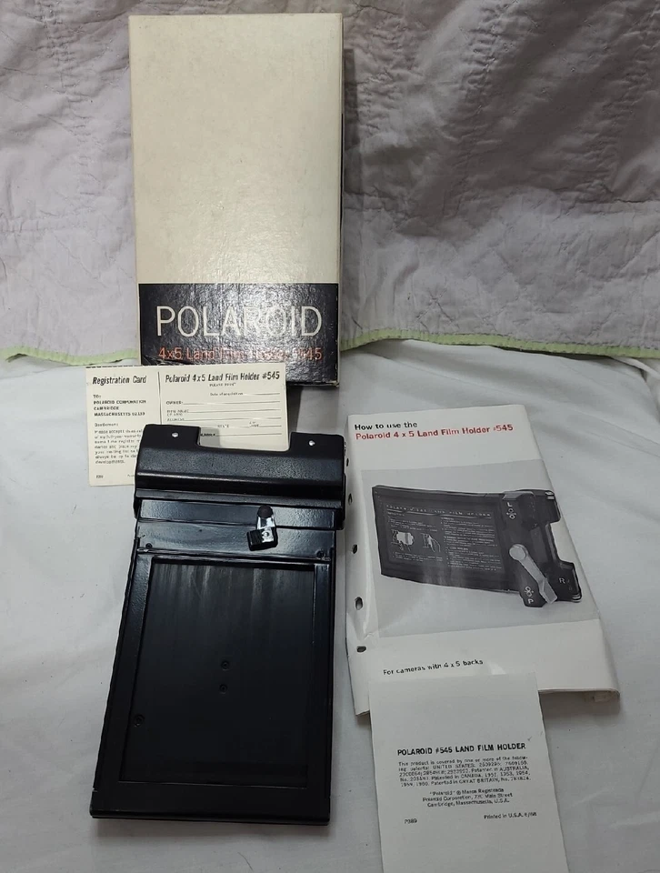Polaroid 4x5 Land Film Holder #545 With Box and Manual and Registration Card  - Image 1 of 4