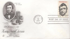 1967 FDC Authors - Postage Stamp honoring Henry David Thoreau- Art Craft - Imagen 1 de 1