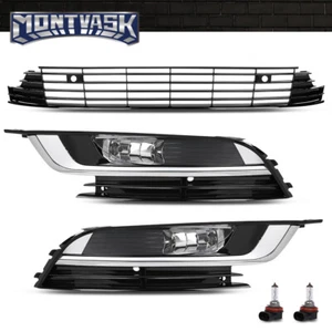 Front Lower Bumper Grille+Fog Lights Assembly Fit For 13-17 Volkswagen CC - Picture 1 of 12
