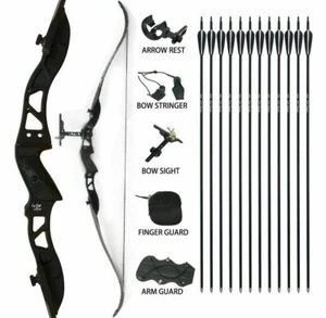 Takedown Recurve Bow Target 66" Left Handed Arrows Set Longbow Games Practice - Picture 1 of 14