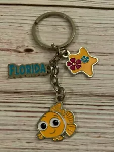Disney/Pixar Charm Keychain - Starfish, Fish, Florida - Key Ring - Silver-Toned - Picture 1 of 2