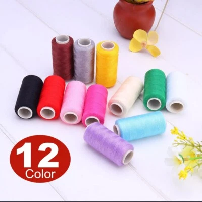 12 Spools Cotton Sewing Machine Thread Reel Cord String 100% Premium Quality - Image 1 of 4