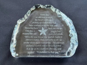 Glass “Rock” Quote Plaque Starfish Mattered - Picture 1 of 4
