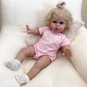 24in Lifelike Reborn Baby Doll Visible Veins 3D Skin Rooted Blonde Hair DIY Toys - Picture 1 of 5