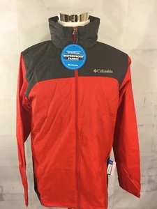 Columbia wasserdichter Stoff mit durchgehendem Reißverschluss rot grau Jacke Windschutz Gr. S KJB - Bild 1 von 5