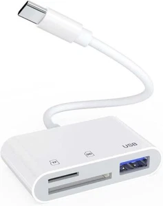 USB C to SD Card Reader with USB 3.0 Thunderbolt to Micro SD TF Card Reader - Afbeelding 1 van 7