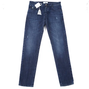 Luigi Borrelli Slim-Fit 'Caracciolo' Sanded Deep Blue Denim Jeans 33 NWT - Picture 1 of 11