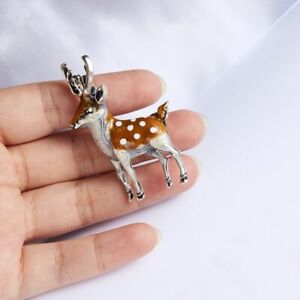 Retro Silver Plated Merry Christmas Deer Brooch Pin Party Jewelry Gifts Broach