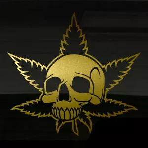 Gras Marihuana Schädel LG 13,5x12,5" Cannibus Topf Blatt Aufkleber Sticker Ganja Kraut! - Bild 1 von 1