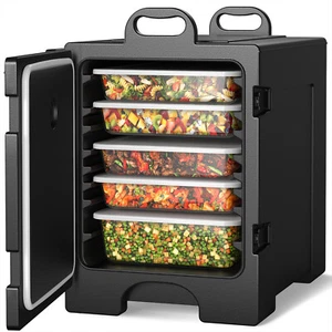 End-Loading Insulated Food Pan Carrier Hot & Cold 5 Food Pan Capacity Kitchen - Picture 1 of 8