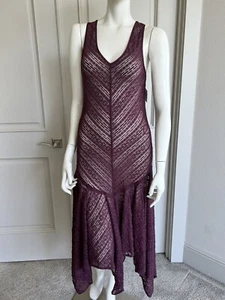 Free People Intimately Womens Lace Purple Ruffled Sheer High Low Dress Sz S NWT - Picture 1 of 6